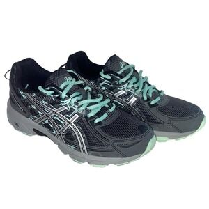 Asics Running Shoes Womens Size 8.5 Gel Venture 6 T7G6Q Black Gray Green Lace Up